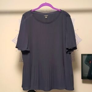 Navy sheer pleated shirt with lining.